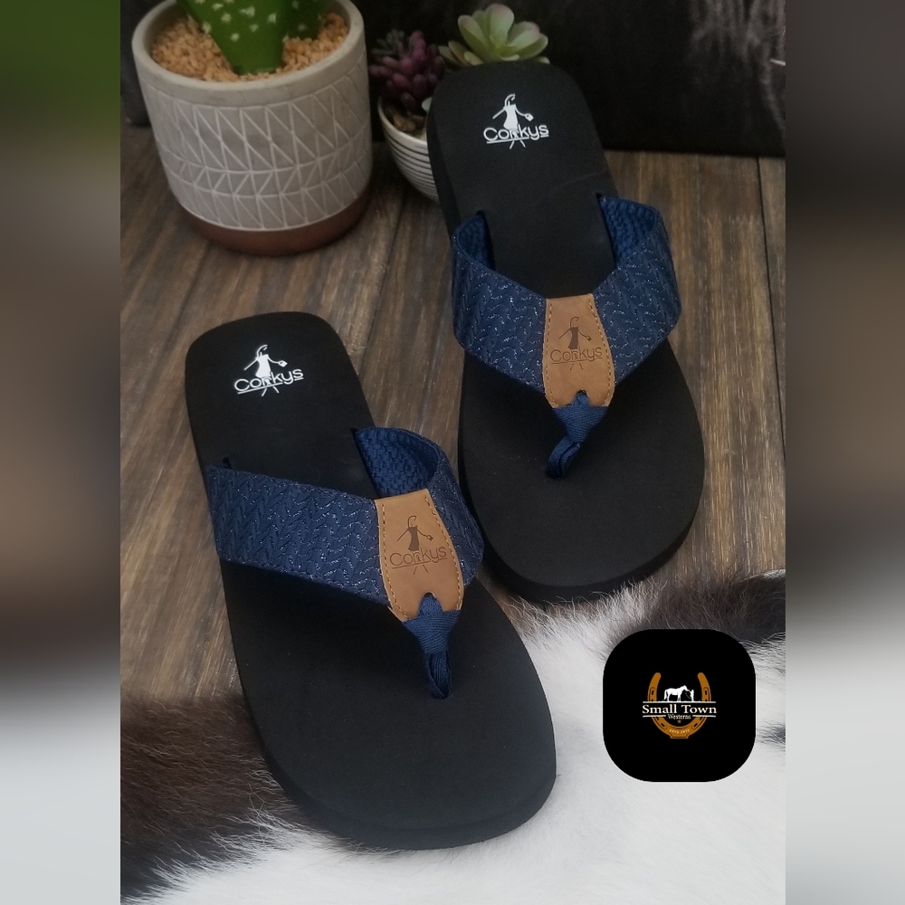 Sassy Shimmer Sandals - Navy (Out Of Stock)